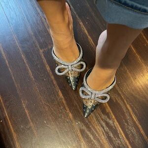 Nine West clear black heels